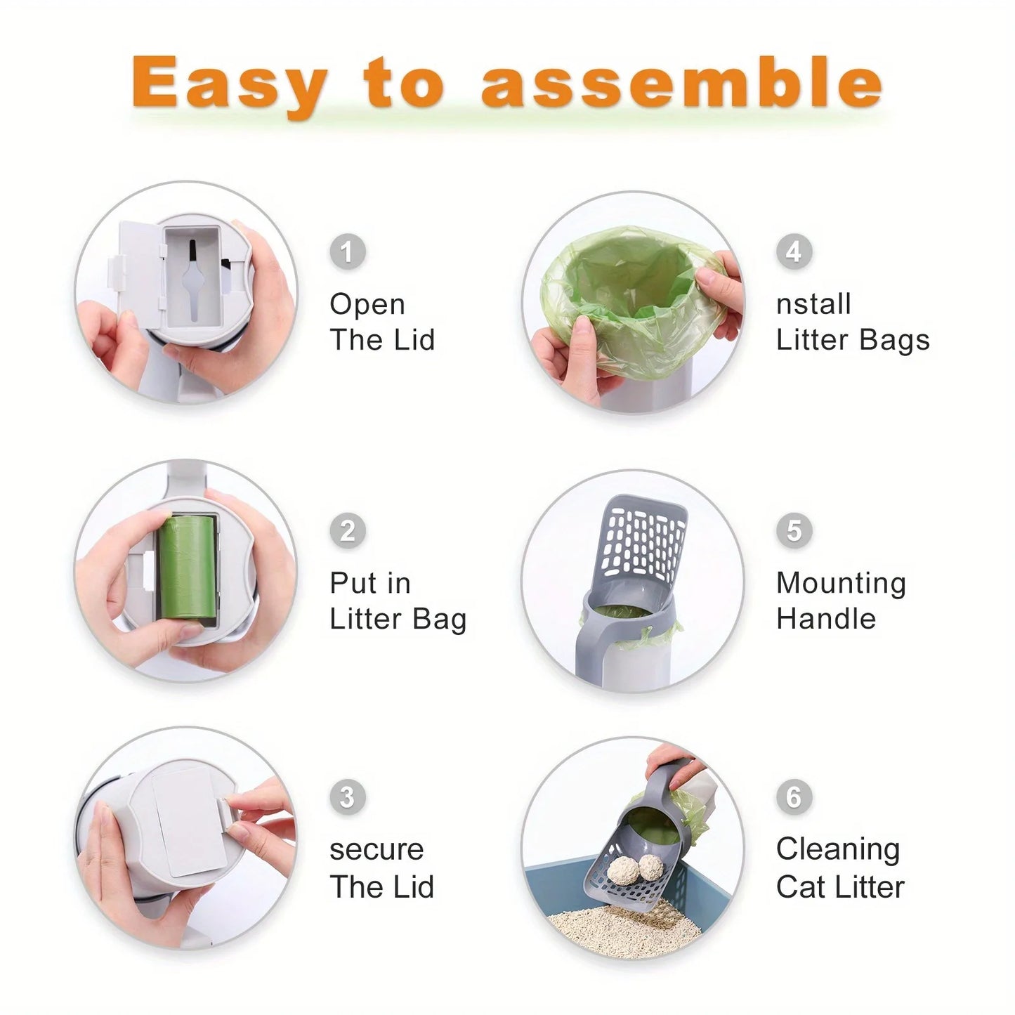 Integrated Cat Litter Scoop with Trash Can – All-in-One Waste Shovel & Bin System for Easy Cleanup