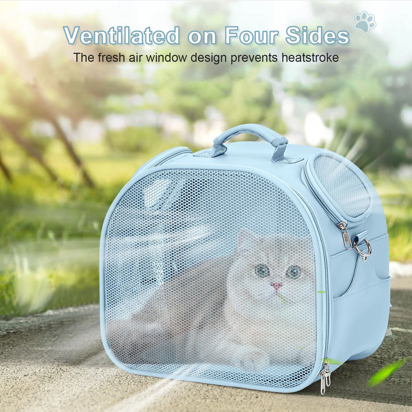 Lightweight Hands-Free Pet Travel Backpack – 2-Way View Windows & Waterproof Design for Cats up to 13lbs