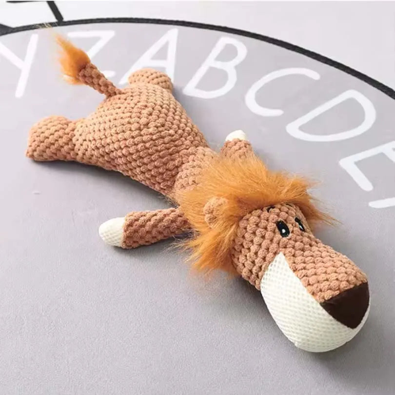 Reinforced Squeak Fleece Pet Toy – High-Density Molar Cleaning Plush for Aggressive Chewers