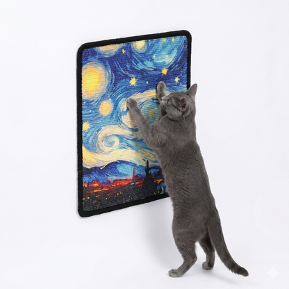 Wall-Mounted "Oil Painting" Cat Scratcher – Natural Sisal Scratch Mat for Indoor Cats & Furniture Protection