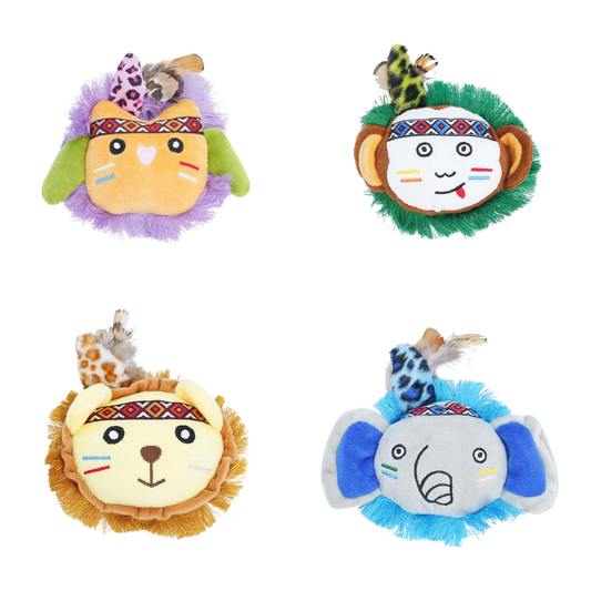 "Wild Beast" Kitten Toy Collection – Catnip-Infused Plush Set with Sensory Feathers for Boredom Relief