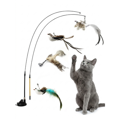 Interactive Simulation Bird Cat Teaser Wand – with Bell