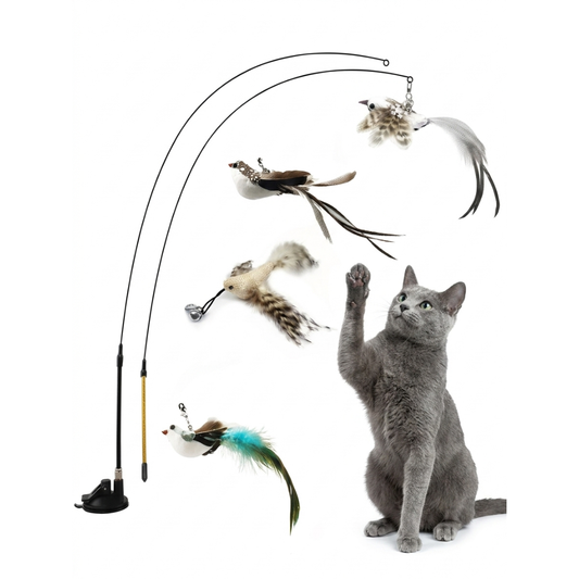 Interactive Simulation Bird Cat Teaser Wand – with Bell