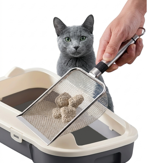 Stainless Steel Fine Mesh Cat Litter Scoop Easy To Clean Non-Stick Shovel for Reptiles Sand Efficient Durable Litter Scoop