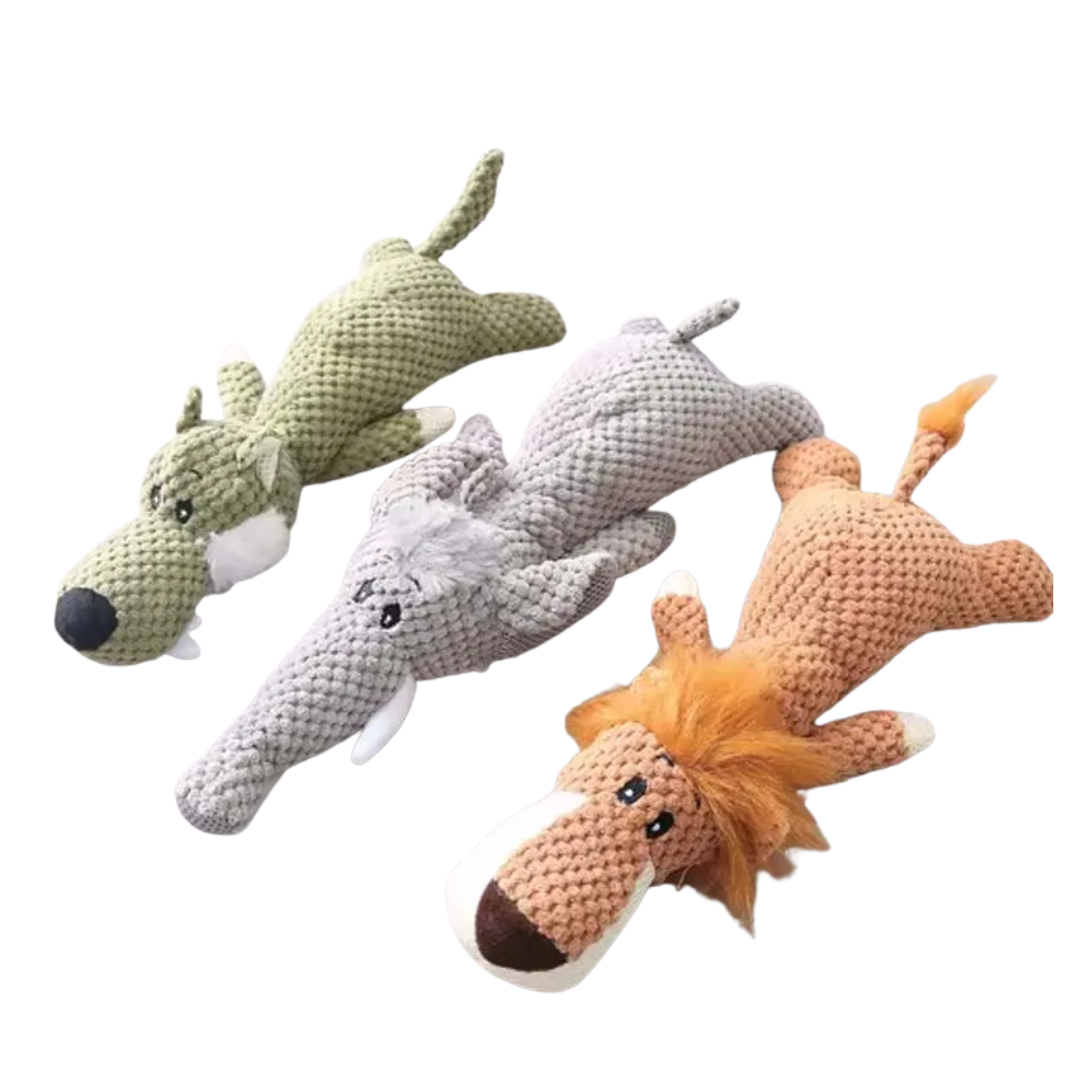 Reinforced Squeak Fleece Pet Toy – High-Density Molar Cleaning Plush for Aggressive Chewers