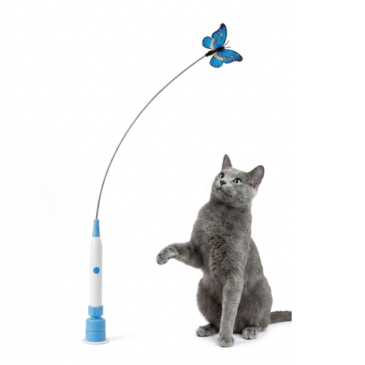 Electric Fluttering Butterfly Cat Toy – Automatic Suction Cup Wand with Flexible Steel Wire