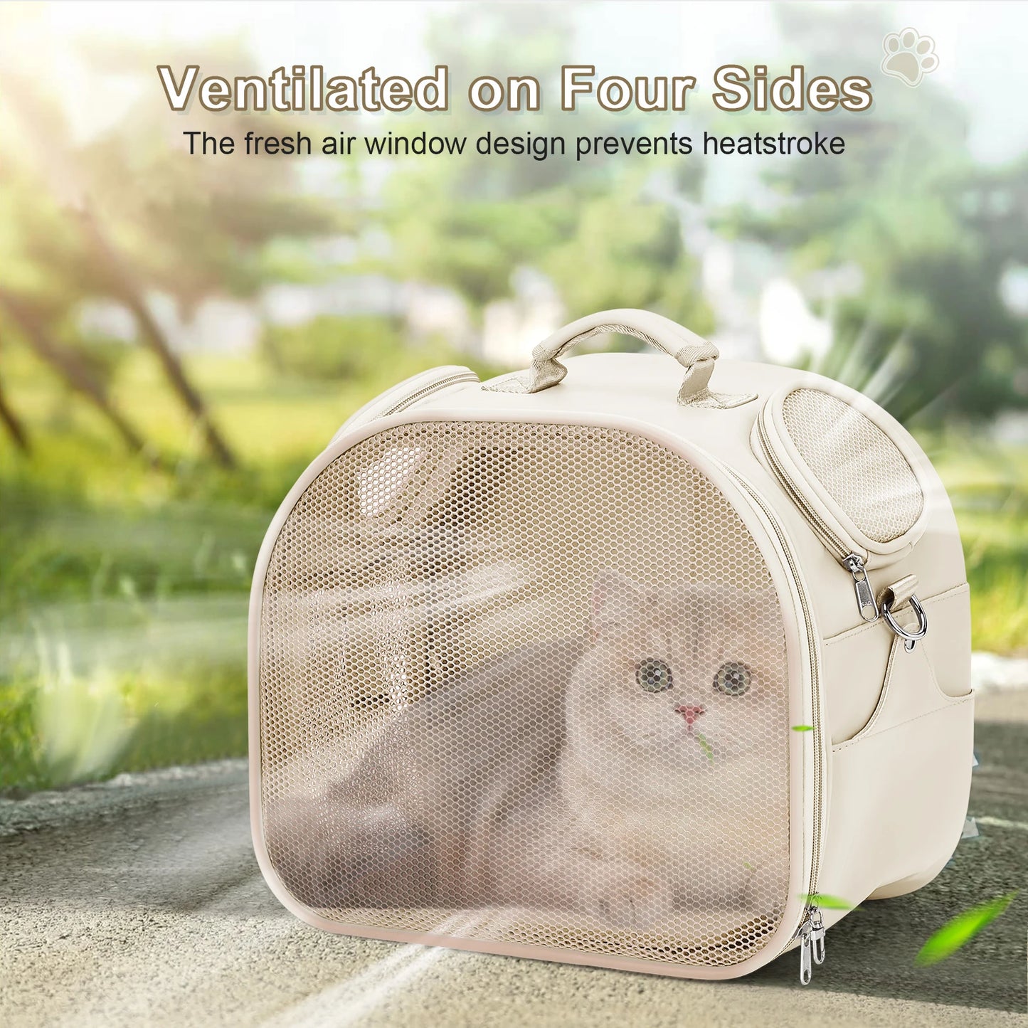 Lightweight Hands-Free Pet Travel Backpack – 2-Way View Windows & Waterproof Design for Cats up to 13lbs