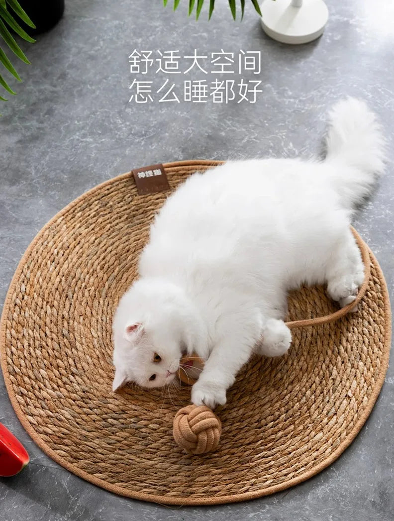 Natural Rattan Cat Scratching Mat – Durable Furniture Protector & Cooling Scratch Pad for Indoor Cats