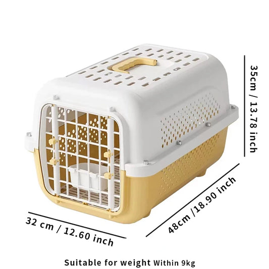 Heavy-Duty Pet Transport Box – Ventilated Travel Kennel for Cats and Small Dogs (48x35x32cm)