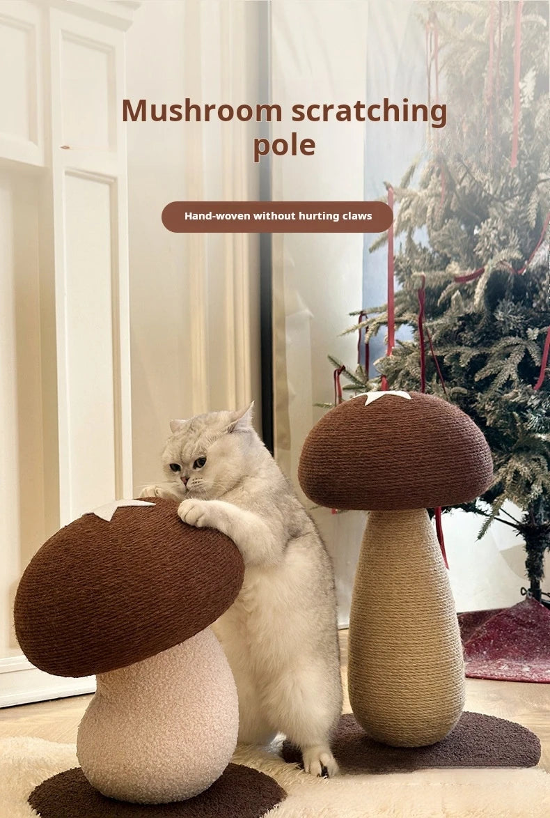 Mushroom Sisal Cat Scratching Post – Durable Vertical Claw Grinder & Non-Shedding Pet Furniture