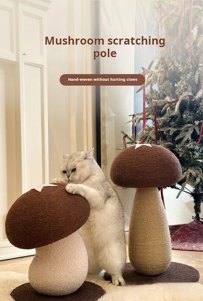 Mushroom Sisal Cat Scratching Post – Durable Vertical Claw Grinder & Non-Shedding Pet Furniture