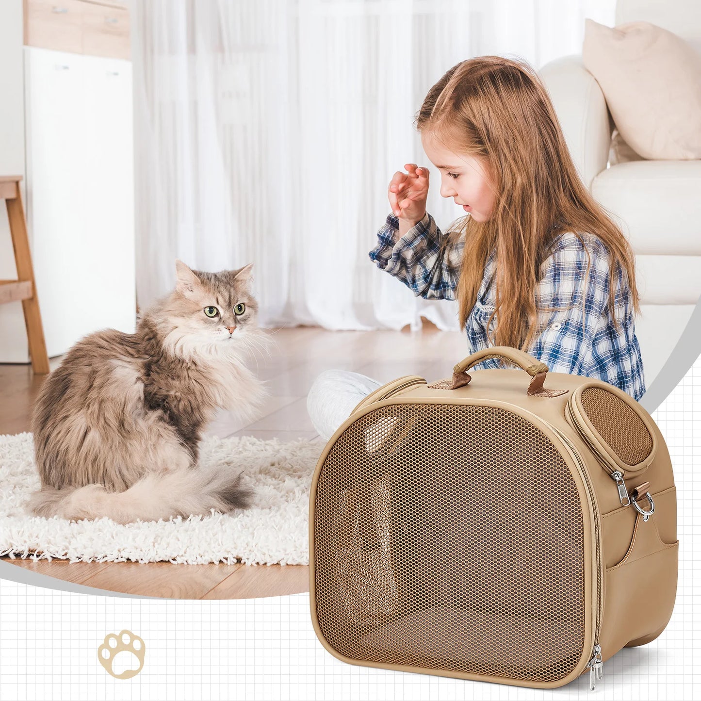 Lightweight Hands-Free Pet Travel Backpack – 2-Way View Windows & Waterproof Design for Cats up to 13lbs