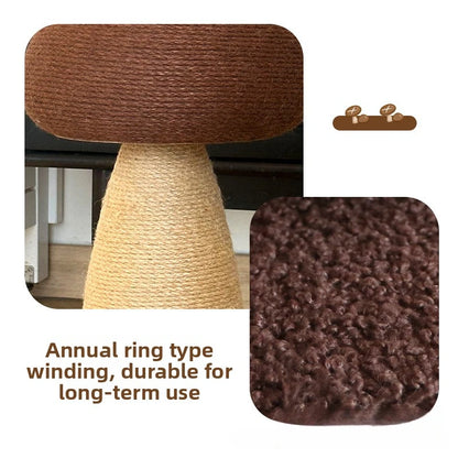 Mushroom Sisal Cat Scratching Post – Durable Vertical Claw Grinder & Non-Shedding Pet Furniture