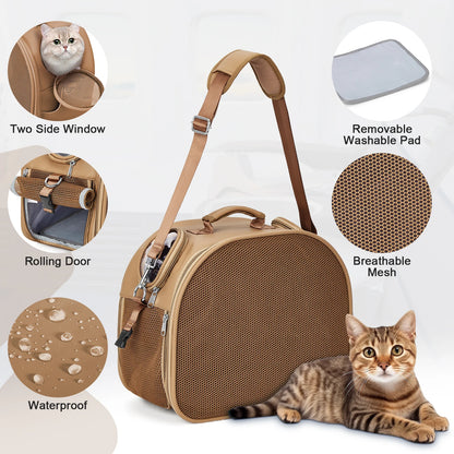 Lightweight Hands-Free Pet Travel Backpack – 2-Way View Windows & Waterproof Design for Cats up to 13lbs