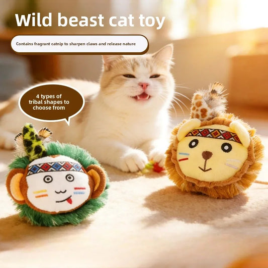 "Wild Beast" Kitten Toy Collection – Catnip-Infused Plush Set with Sensory Feathers for Boredom Relief