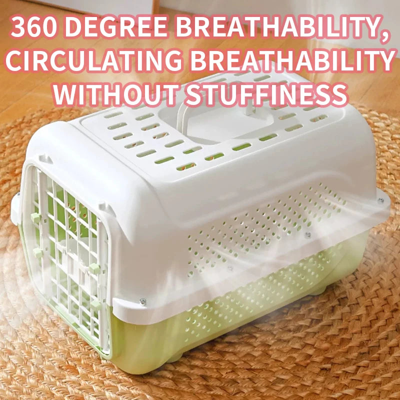 Heavy-Duty Pet Transport Box – Ventilated Travel Kennel for Cats and Small Dogs (48x35x32cm)