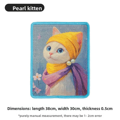 Wall-Mounted "Oil Painting" Cat Scratcher – Natural Sisal Scratch Mat for Indoor Cats & Furniture Protection
