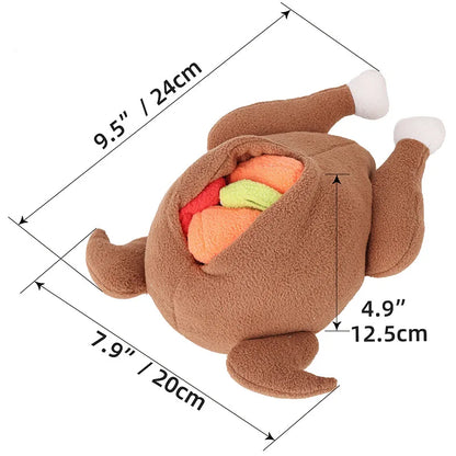 Interactive Turkey Snuffle Dog Toy – Plush IQ Training Puzzle with Squeakers & Food Hiding Compartments