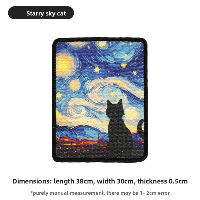 Wall-Mounted "Oil Painting" Cat Scratcher – Natural Sisal Scratch Mat for Indoor Cats & Furniture Protection