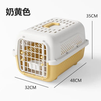 Heavy-Duty Pet Transport Box – Ventilated Travel Kennel for Cats and Small Dogs (48x35x32cm)