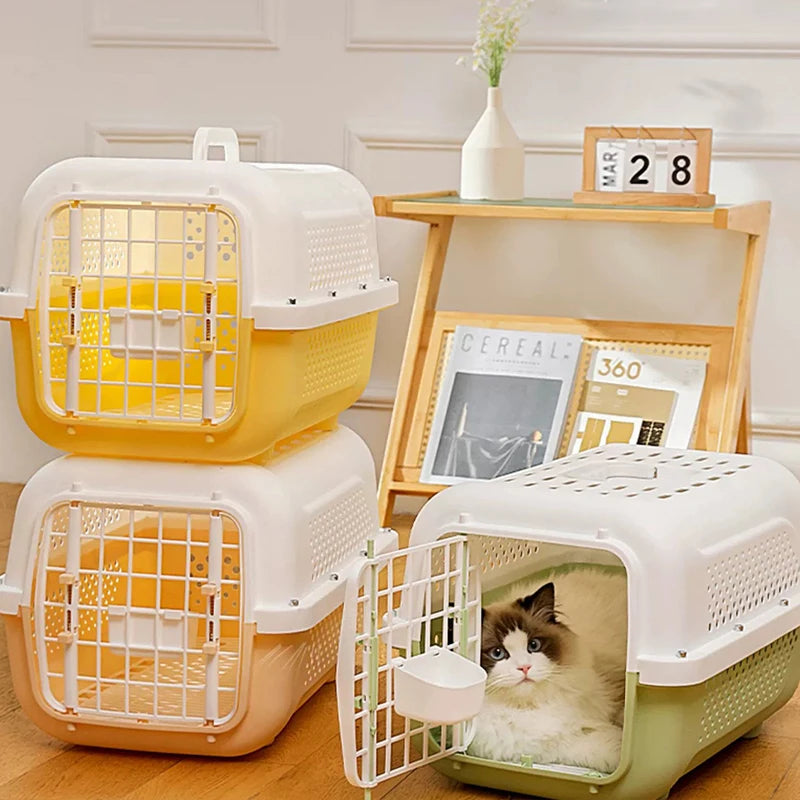Heavy-Duty Pet Transport Box – Ventilated Travel Kennel for Cats and Small Dogs (48x35x32cm)
