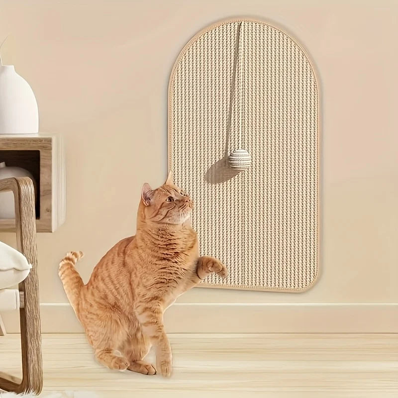 Natural Sisal Cat Scratching Pad – Durable Furniture Protector & Interactive Play Mat with Integrated Toy