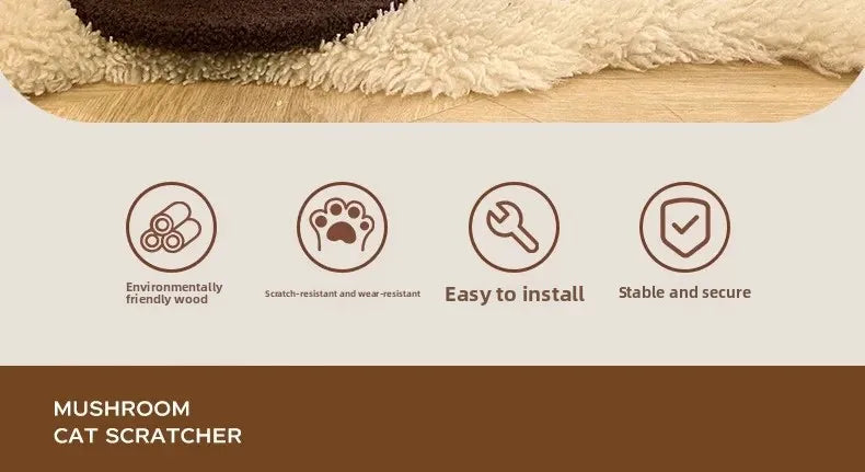 Mushroom Sisal Cat Scratching Post – Durable Vertical Claw Grinder & Non-Shedding Pet Furniture
