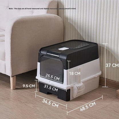 Space-Saving Foldable Pet Litter Box – Totally Closed Odor Control Sandbox for Large Cats