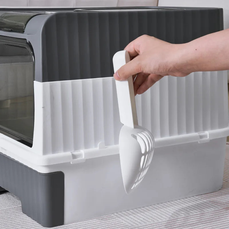 Space-Saving Foldable Pet Litter Box – Totally Closed Odor Control Sandbox for Large Cats