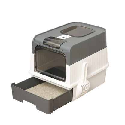 Space-Saving Foldable Pet Litter Box – Totally Closed Odor Control Sandbox for Large Cats