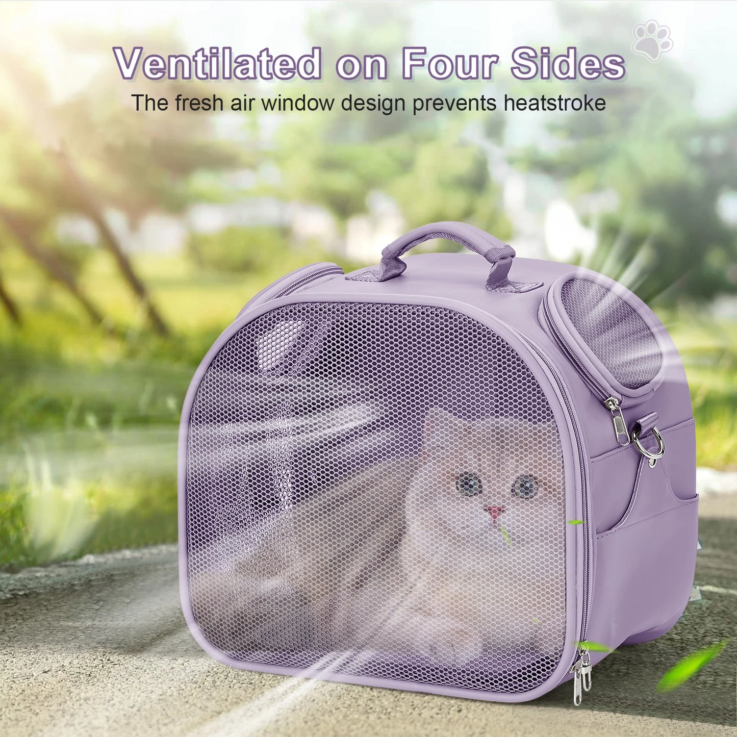 Lightweight Hands-Free Pet Travel Backpack – 2-Way View Windows & Waterproof Design for Cats up to 13lbs