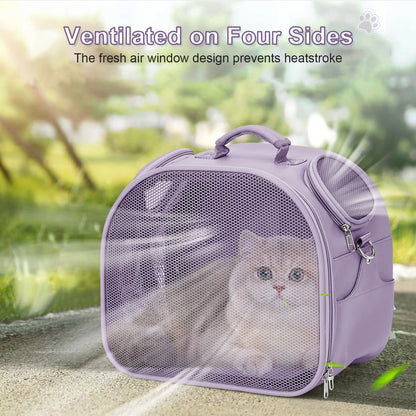Lightweight Hands-Free Pet Travel Backpack – 2-Way View Windows & Waterproof Design for Cats up to 13lbs