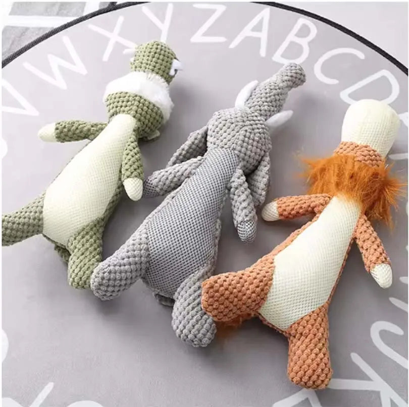 Reinforced Squeak Fleece Pet Toy – High-Density Molar Cleaning Plush for Aggressive Chewers