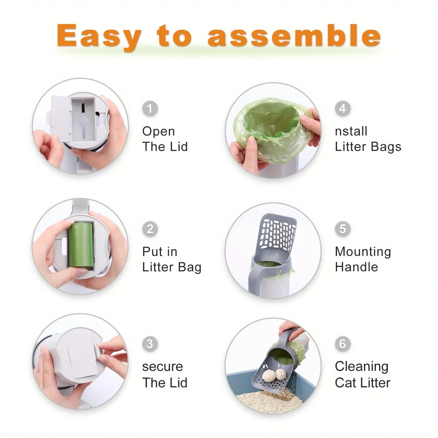 Integrated Cat Litter Scoop with Trash Can – All-in-One Waste Shovel & Bin System for Easy Cleanup