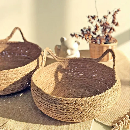 Vine-Woven Cat Bed – All-Season Natural Grass Nest with Detachable Washable Cushion