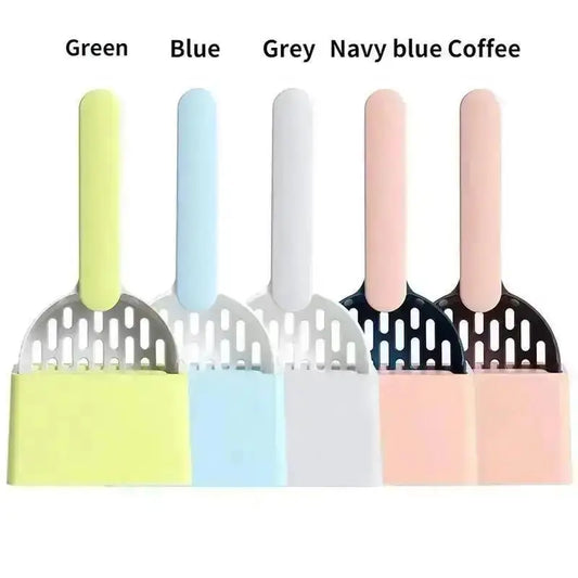 Cat Litter Scoop and Holder Set – Ergonomic Sifter Shovel with Integrated Storage Stand