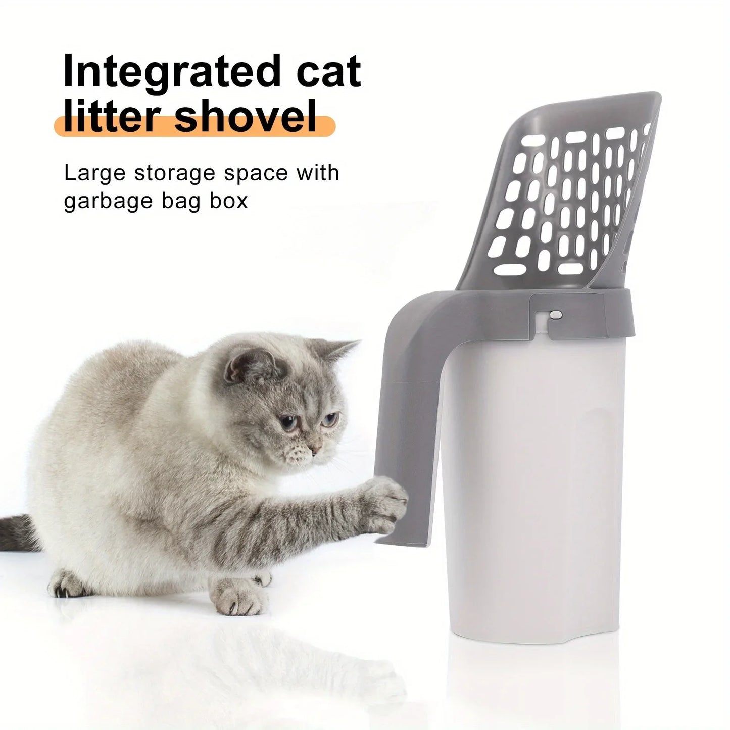 Integrated Cat Litter Scoop with Trash Can – All-in-One Waste Shovel & Bin System for Easy Cleanup
