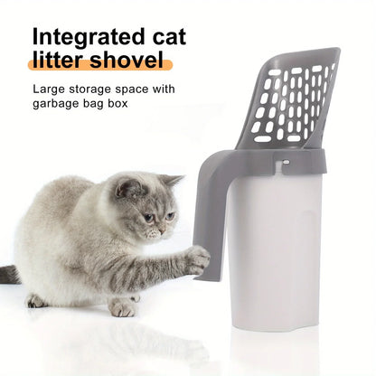 Integrated Cat Litter Scoop with Trash Can – All-in-One Waste Shovel & Bin System for Easy Cleanup