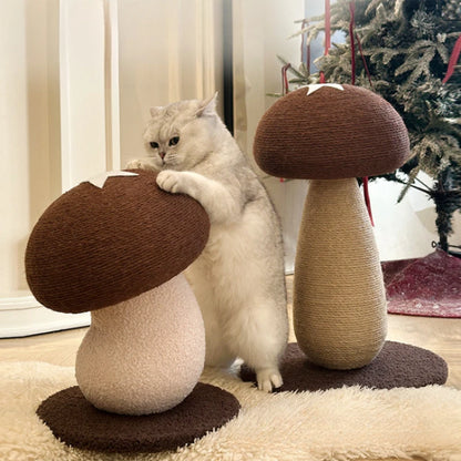 Mushroom Sisal Cat Scratching Post – Durable Vertical Claw Grinder & Non-Shedding Pet Furniture