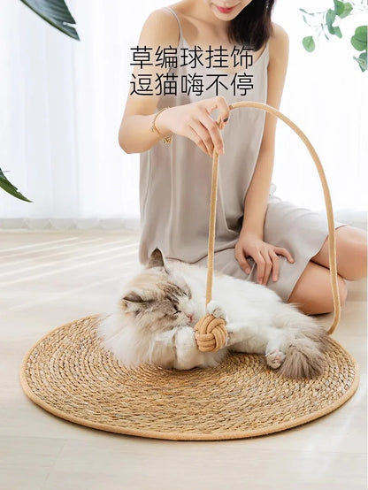Natural Rattan Cat Scratching Mat – Durable Furniture Protector & Cooling Scratch Pad for Indoor Cats