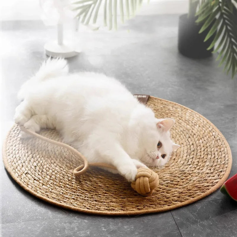 Natural Rattan Cat Scratching Mat – Durable Furniture Protector & Cooling Scratch Pad for Indoor Cats