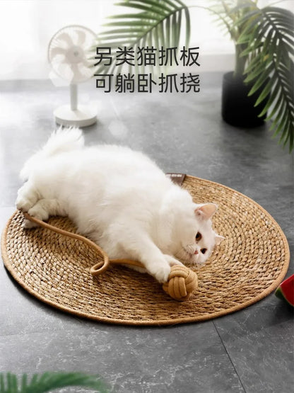 Natural Rattan Cat Scratching Mat – Durable Furniture Protector & Cooling Scratch Pad for Indoor Cats