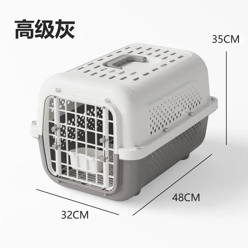 Heavy-Duty Pet Transport Box – Ventilated Travel Kennel for Cats and Small Dogs (48x35x32cm)