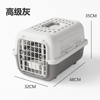 Heavy-Duty Pet Transport Box – Ventilated Travel Kennel for Cats and Small Dogs (48x35x32cm)