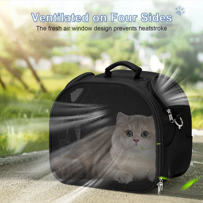 Lightweight Hands-Free Pet Travel Backpack – 2-Way View Windows & Waterproof Design for Cats up to 13lbs