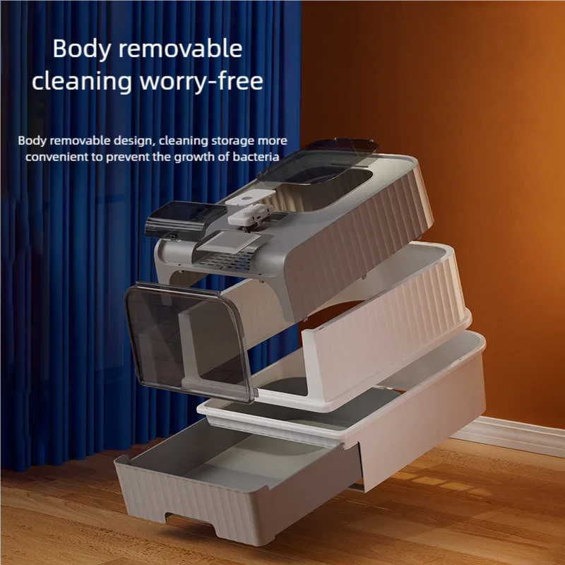 Space-Saving Foldable Pet Litter Box – Totally Closed Odor Control Sandbox for Large Cats