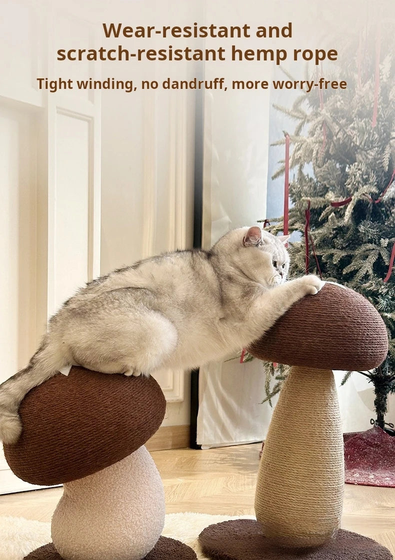 Mushroom Sisal Cat Scratching Post – Durable Vertical Claw Grinder & Non-Shedding Pet Furniture