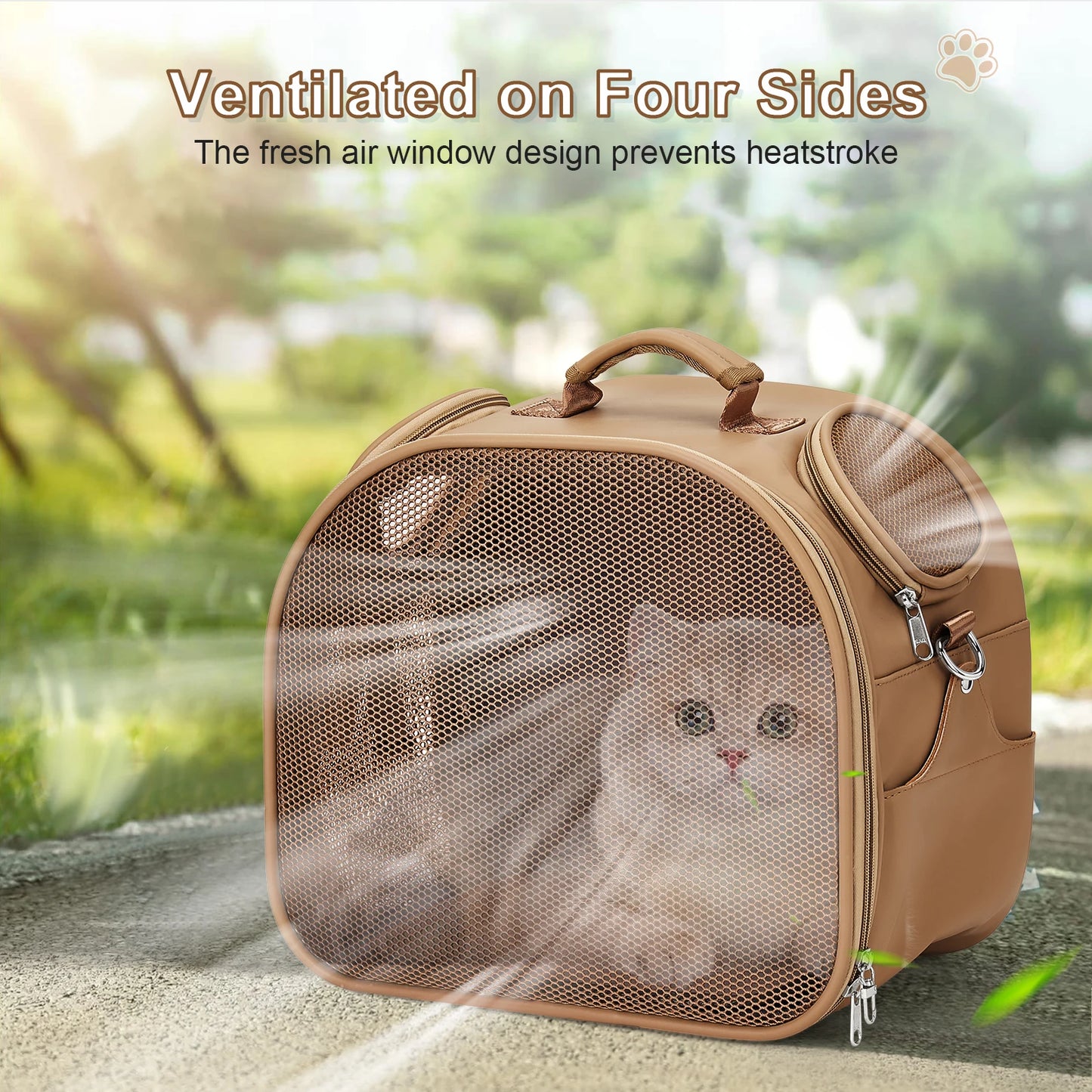 Lightweight Hands-Free Pet Travel Backpack – 2-Way View Windows & Waterproof Design for Cats up to 13lbs