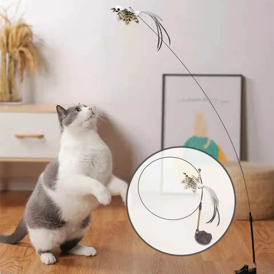 Interactive Simulation Bird Cat Teaser Wand – with Bell