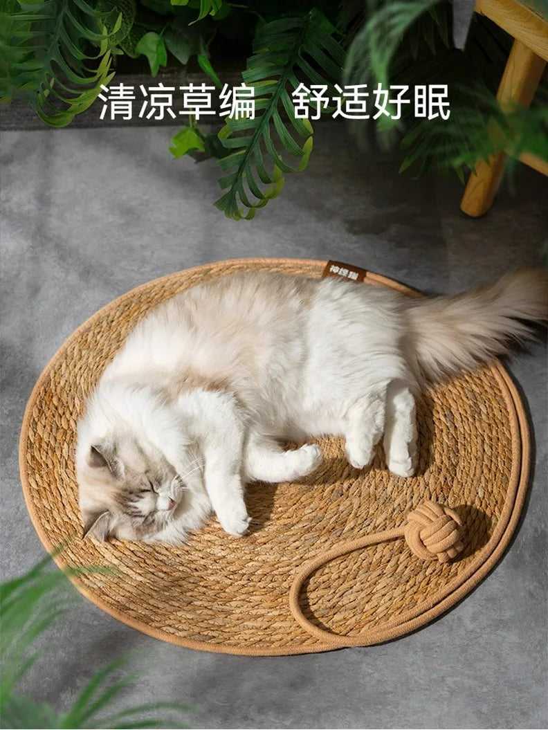 Natural Rattan Cat Scratching Mat – Durable Furniture Protector & Cooling Scratch Pad for Indoor Cats